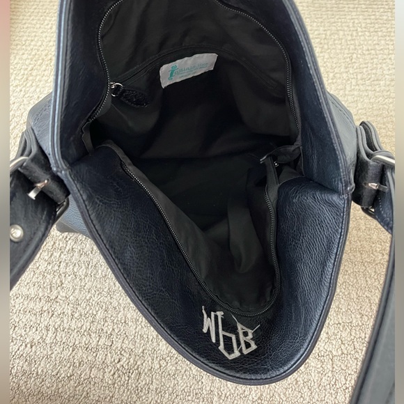 Initials Inc. Black Monogramed Hobo Shoulder Bag - Picture 7 of 8